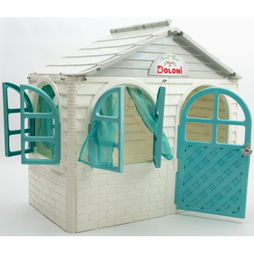 Игровой домик Doloni Toys со шторками, бело-бирюзовый 02550/15