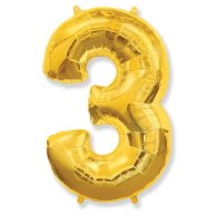 Фольгированные шары цифра 3 gold