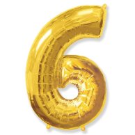 Фольгированные шары цифра 6 gold