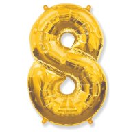 Фольгированные шары цифра 8 gold