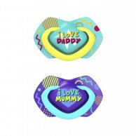 Пустышка Canpol babies силиконовая симметричная 0-6 мес NEON LOVE 2 шт. - блок.22/652_blu