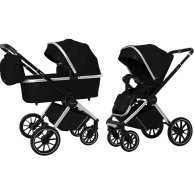 Carrello Optima коляска универсальная 3 в 1 Leather Black в льне ( CRL-6504)
