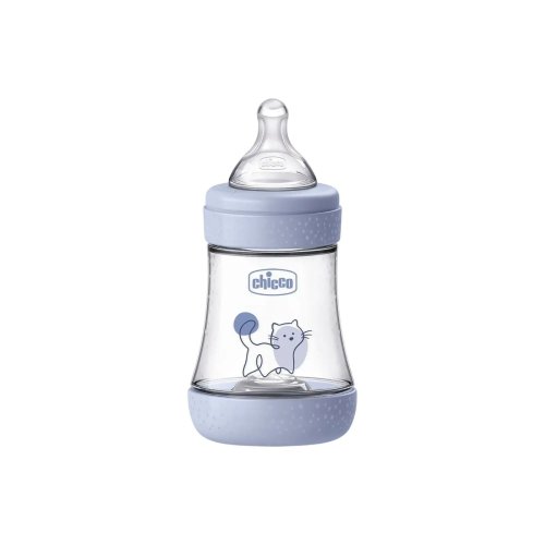 Пластиковая бутылочка Chicco Perfect 5, медленный поток, 0м+, 150 мл, голубая 20211.22.40