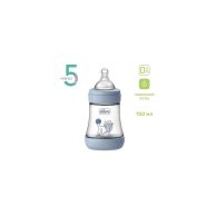 Пластиковая бутылочка Chicco Perfect 5, медленный поток, 0м+, 150 мл, голубая 20211.22.40