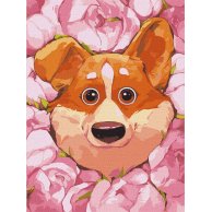 Набор для росписи номеров. "Цветущий корги" 30*40см KHO4234