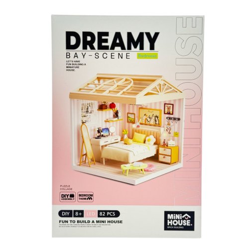 Конструктор-румбокс Mini House Интерьер Спальня с подсветкой 8004