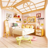 Конструктор-румбокс Mini House Интерьер Спальня с подсветкой 8004