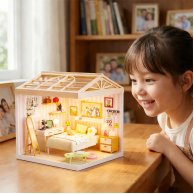 Конструктор-румбокс Mini House Интерьер Спальня с подсветкой 8004