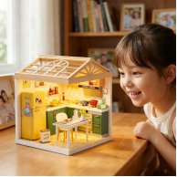 Конструктор-румбокс Mini House Интерьер Кухня с подсветкой 8005