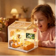 Конструктор-румбокс Mini House Интерьер Гостиная с подсветкой 8006