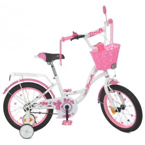 Велосипед детский бело-розовый PROFI 16" Y1625-1 Butterfly