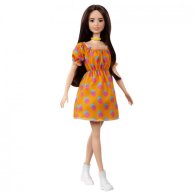 Кукла Barbie "Модница" в платье в горошек с открытыми плечами (GRB52)