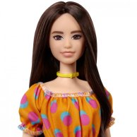Кукла Barbie "Модница" в платье в горошек с открытыми плечами (GRB52)
