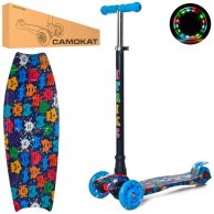 Самокат JR 3-055-3-WP28 MAXI,сталь-пласт,3колПУ-св,2пер120мм,задн70мм,подн32-13см,руль78-87см
