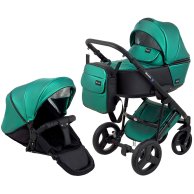 Коляска 2 в 1 Bair Mirello Plus кожа 100% Зелёный перламутр - черный MP-35