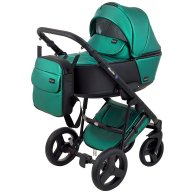 Коляска 2 в 1 Bair Mirello Plus кожа 100% Зелёный перламутр - черный MP-35