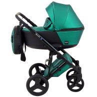 Коляска 2 в 1 Bair Mirello Plus кожа 100% Зелёный перламутр - черный MP-35