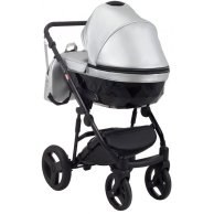 Коляска 2 в 1 Bair Mirello Plus кожа 100% Серебро перламутр - черный MP-31