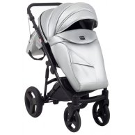 Коляска 2 в 1 Bair Mirello Plus кожа 100% Серебро перламутр - черный MP-31