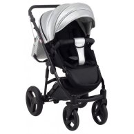 Коляска 2 в 1 Bair Mirello Plus кожа 100% Серебро перламутр - черный MP-31