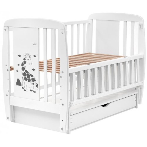Кровать Babyroom Жирафик маятник, ящик, откидной бок DJMYO-3  бук белый625289