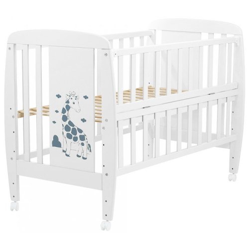 Кровать Babyroom Жирафик откидной бок, колеса DJO-01  бук белый
