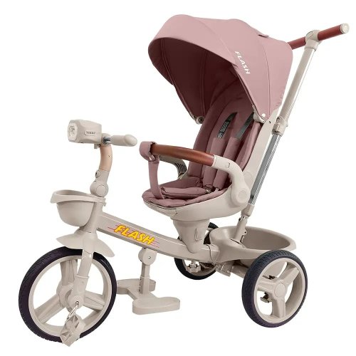 Велосипед трехколесный Tilly Flash с родительской ручкой, розовый T-3812 Pink