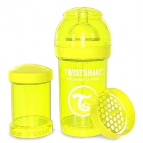 Twistshake антиколикова пляшечка180мл, желтая