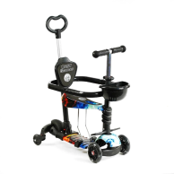 Детский трехколесный самокат Best Scooter 5в1, с бортиком, черный LS-70100