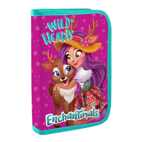 Пенал твердый одинарный с двумя клапанами 1Вересня НР-04 "Enchantimals" (532833)