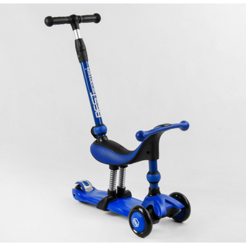 Самокат-велобег 3в1 Best Scooter трехколесный с подсветкой, синий BS-27018