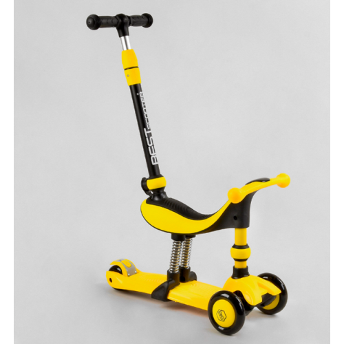 Самокат-велобег 3в1 Best Scooter трехколесный с подсветкой, желтый BS-38804
