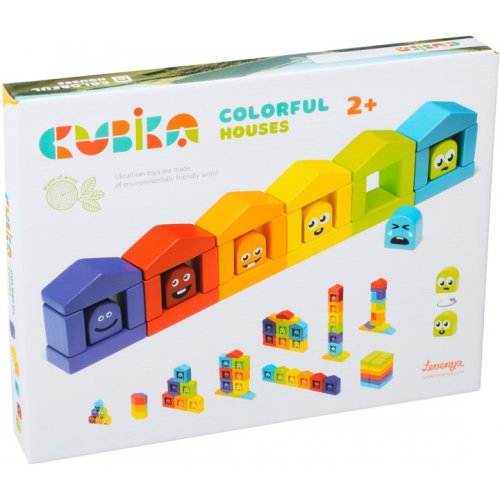 Cubika Деревянный конструктор "Цветные домики"(14866K)