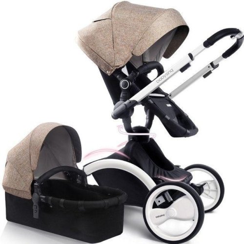 Babysing. Коляска универсальная 2в1 W-GO - Khaki white (22817)