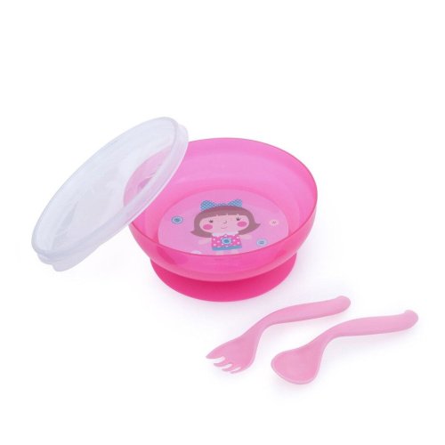 Тарелка с крышкой+ложка+вилка Canpol babies 21/300
