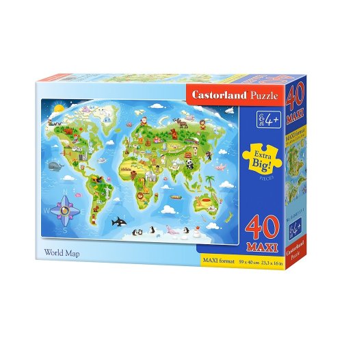 Пазлы Castorland 40maxi эл. Карта мира B-040117