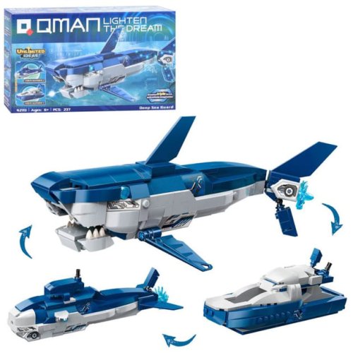 Конструктор Qman 3в1 Акула, подлодка, патрульное судно, 237 деталей 42113