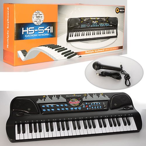 Синтезатор с микрофоном, 54 клавиши, зарядное USB, MP3 HS5411-21