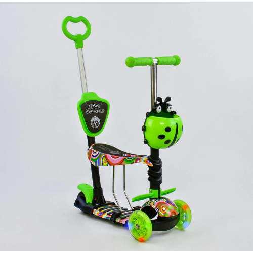 Самокат 5в1, PU колеса с подсветкой Best Scooter зеленый 33650