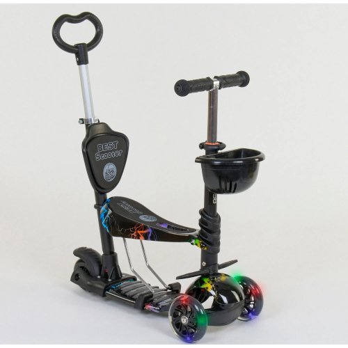 Самокат 5в1, PU колеса с подсветкой Best Scooter черный 35110