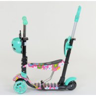 Детский самокат Best Scooter 5в1 PU колеса со светом, бирюзовый 43702