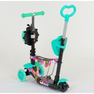 Детский самокат Best Scooter 5в1 PU колеса со светом, бирюзовый 43702