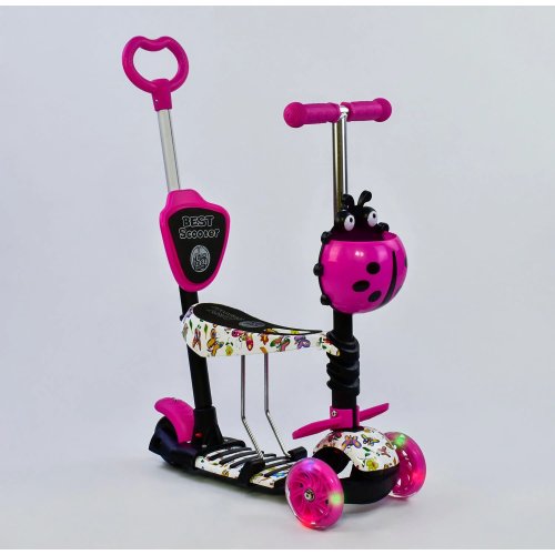 Самокат 5в1, PU колеса с подсветкой Best Scooter розовый 58420