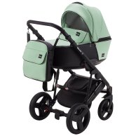 Коляска 2 в 1 Bair Mirello Plus кожа 100% Мята - черный MP-33/30