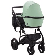 Коляска 2 в 1 Bair Mirello Plus кожа 100% Мята - черный MP-33/30