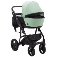 Коляска 2 в 1 Bair Mirello Plus кожа 100% Мята - черный MP-33/30