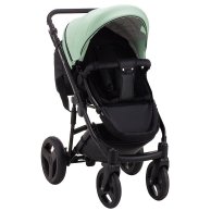 Коляска 2 в 1 Bair Mirello Plus кожа 100% Мята - черный MP-33/30