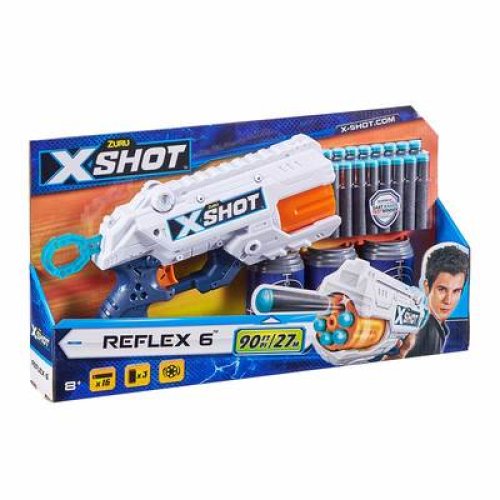 X-Shot Скорострельный бластер EXCEL Reflex 6 (3 банки, 16 патронов)