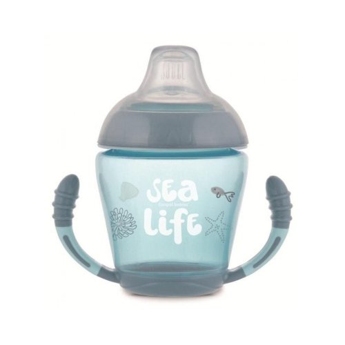 Кружка непроливайка с мягким силиконовым носиком Canpol babies Sea Life - серая 230 мл (56/501_grey)