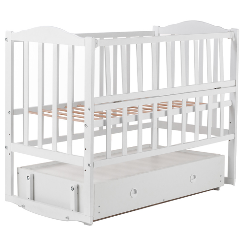 Кровать Babyroom Зайчонок ZL301 маятник, ящик, откидной бок, белая 624701